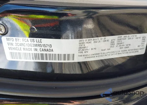 2021 Chrysler Voyager Lxi z USA, uszkodzony, nr VIN 2C4RC1DG3MR515713